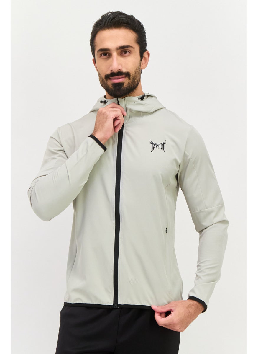 Men Sportswear Fit Long Sleeve Training Hoodies, Light Grey