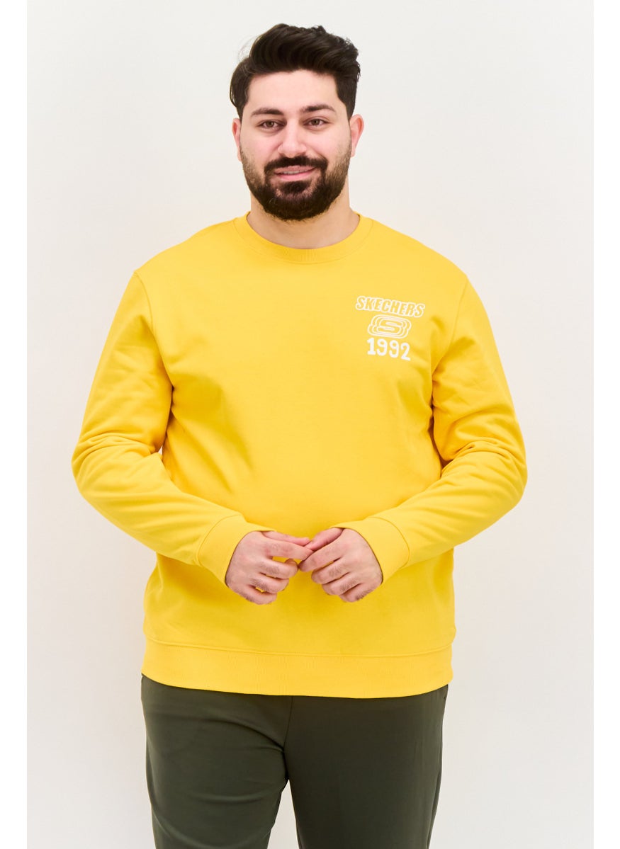 Men Sportswear Fit Long Sleeve Outdoor Sweatshirts, Golden Yellow