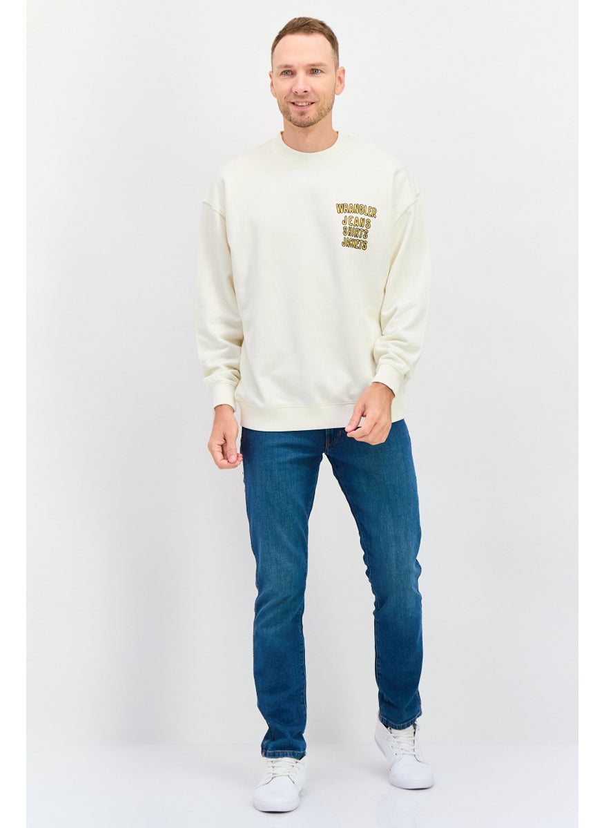 Men Crew Neck Long Sleeve Graphic Sweatshirt, Off White Combo