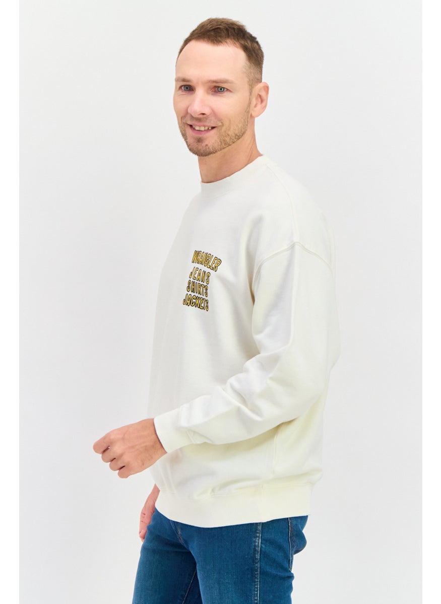 Men Crew Neck Long Sleeve Graphic Sweatshirt, Off White Combo