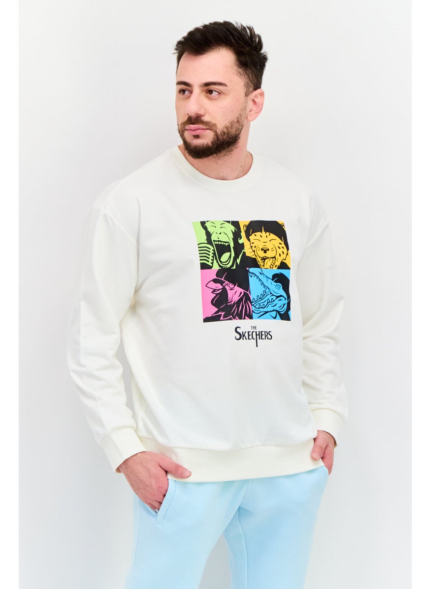 Men Sportswear Fit Training Sweatshirt, White Combo