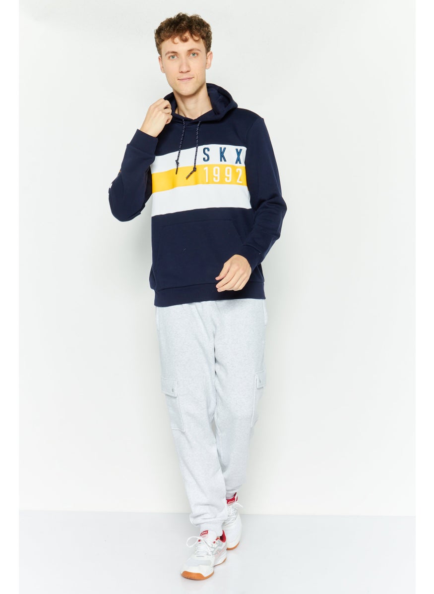 Men Sportswear Fit Long Sleeves Outdoor Hoodies, Navy