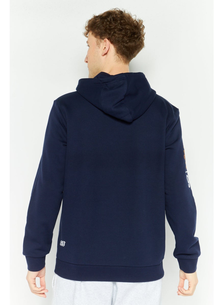 Men Sportswear Fit Long Sleeves Outdoor Hoodies, Navy