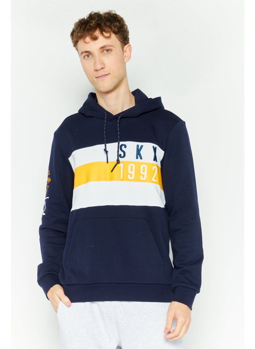 Men Sportswear Fit Long Sleeves Outdoor Hoodies, Navy