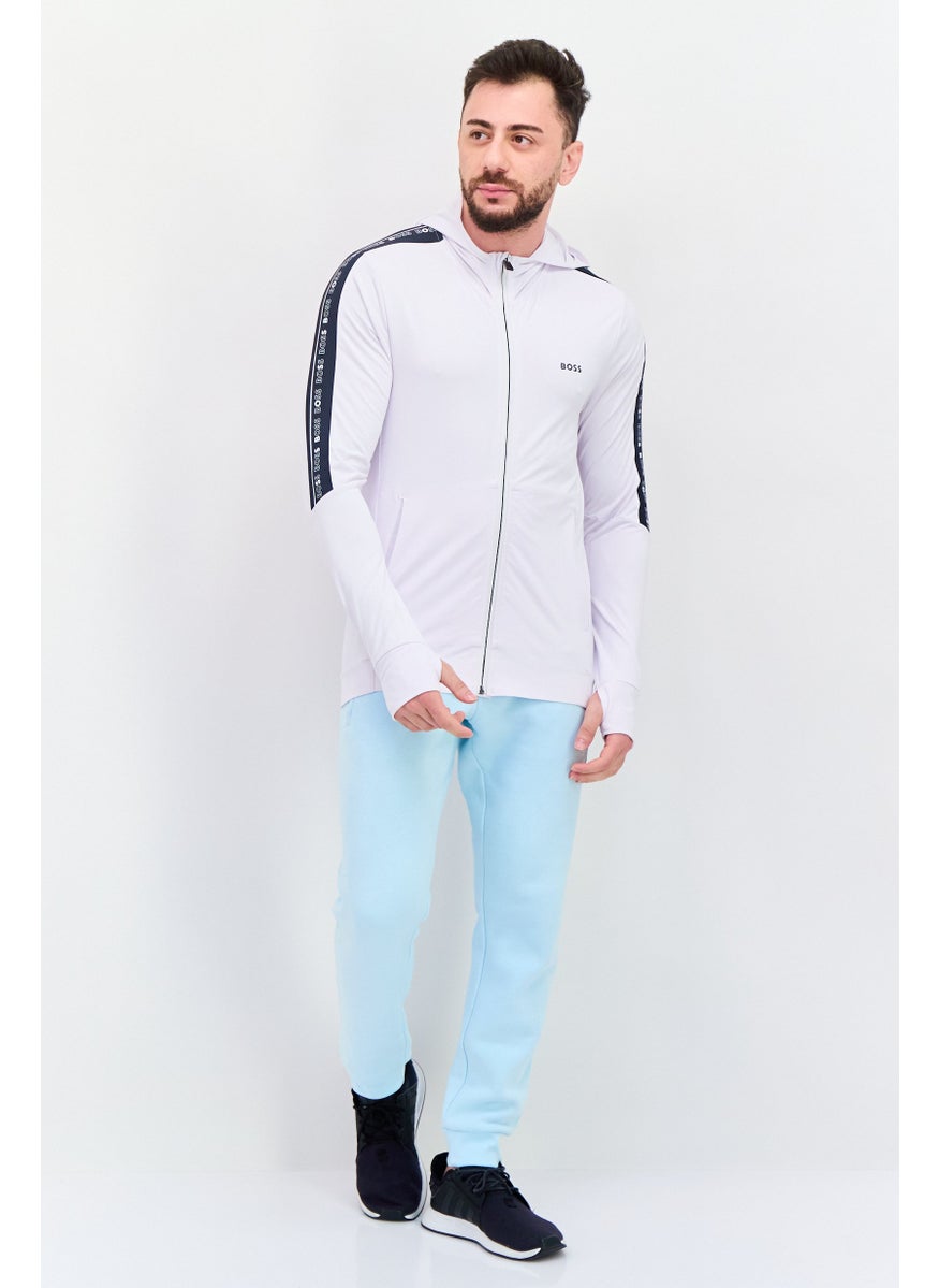 Men Hooded Brand Logo Sweatshirt, White