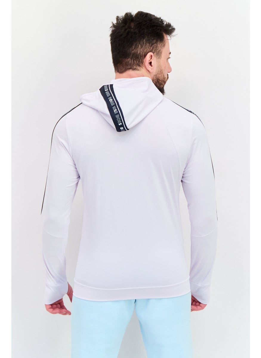 Men Hooded Brand Logo Sweatshirt, White