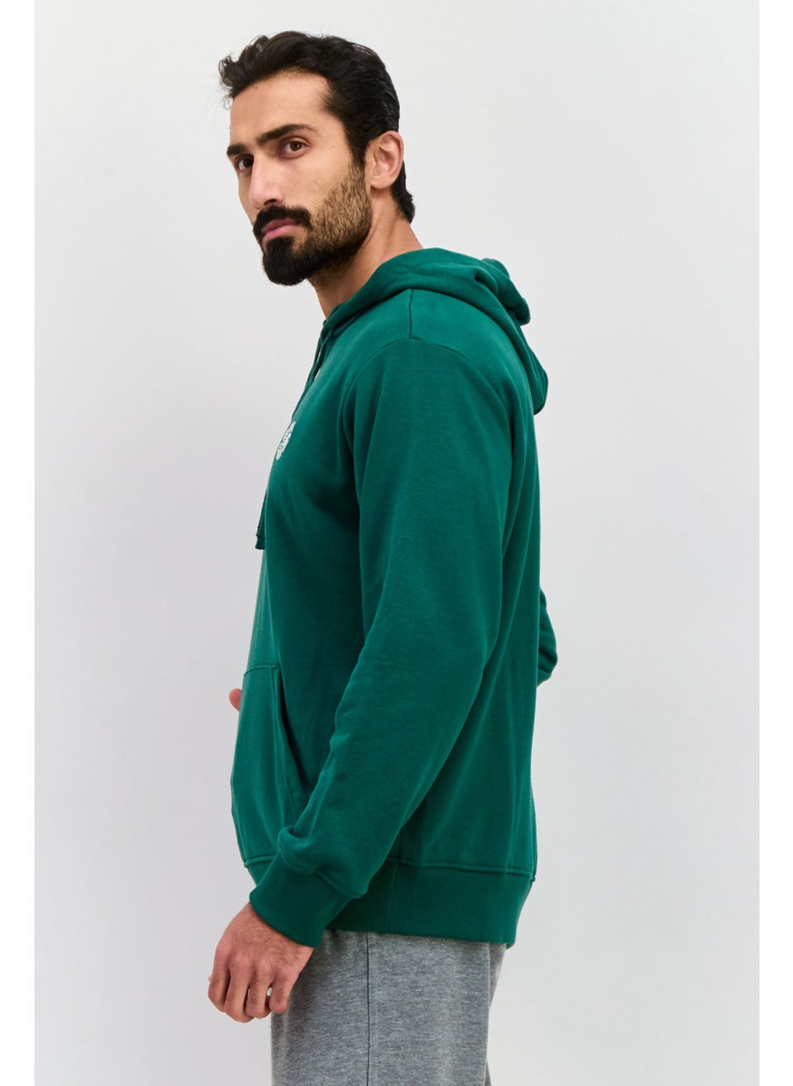 Men Relaxed Fit Long Sleeve Outdoor Hooded Sweatshirt, Green
