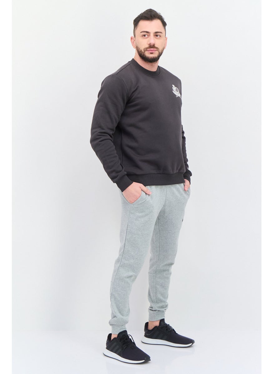 Men Sportswear Fit Long Sleeves Outdoor Sweatshirt, Grey