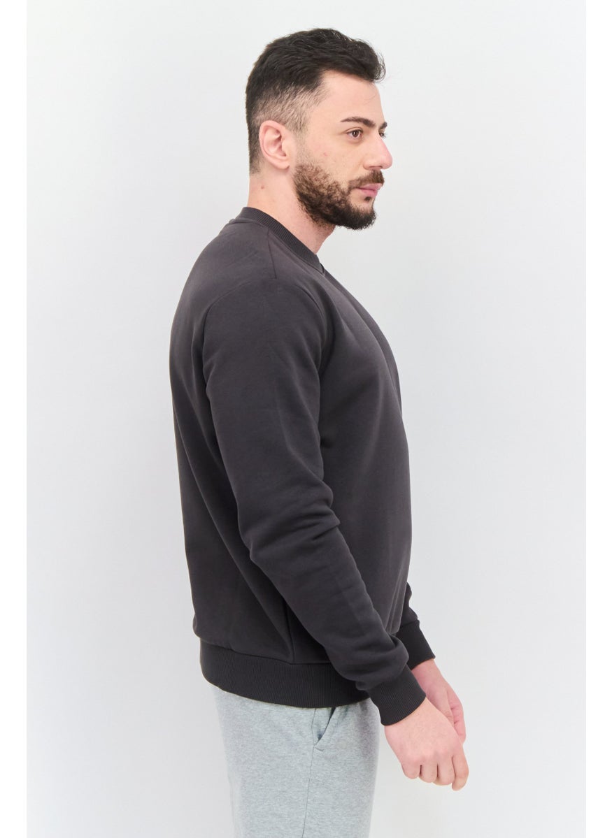 Men Sportswear Fit Long Sleeves Outdoor Sweatshirt, Grey