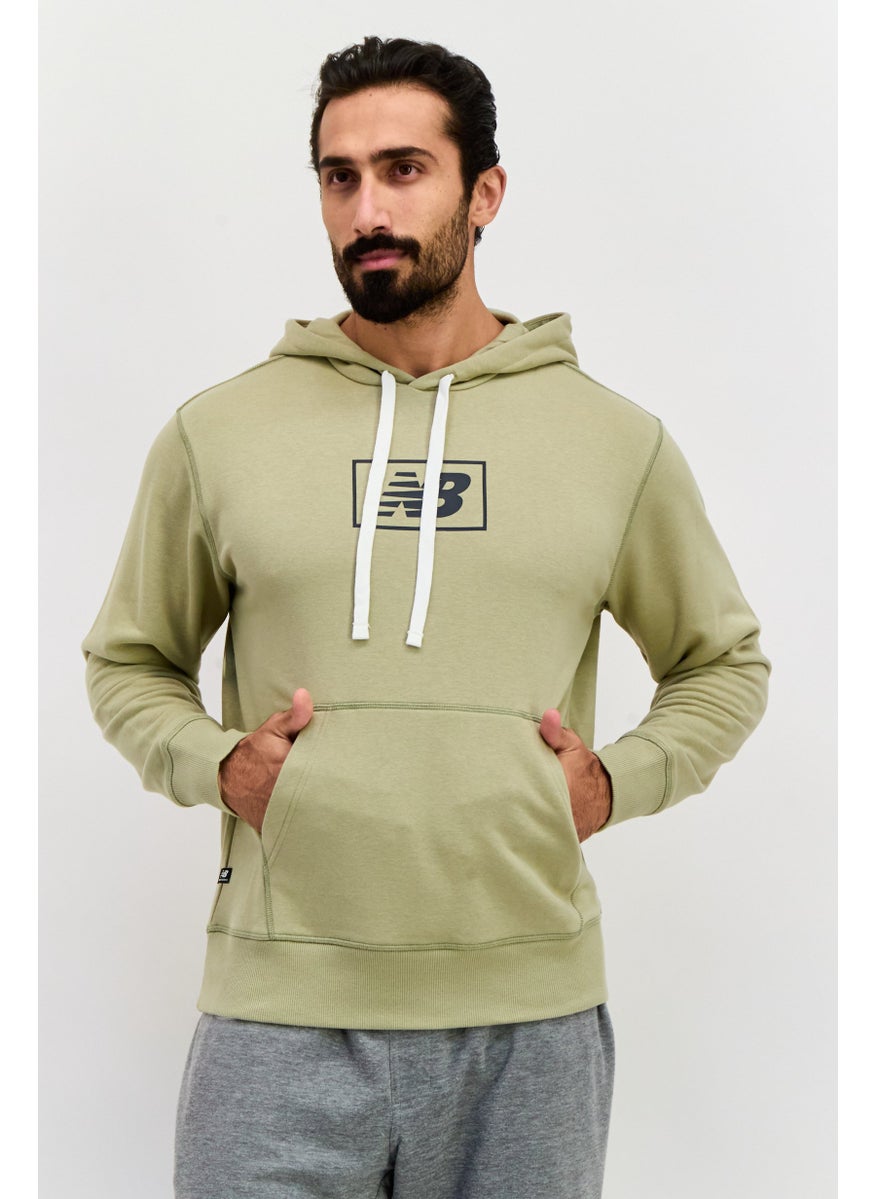 Men Relaxed Fit Long Sleeve Outdoor Hooded Sweatshirt, Olive