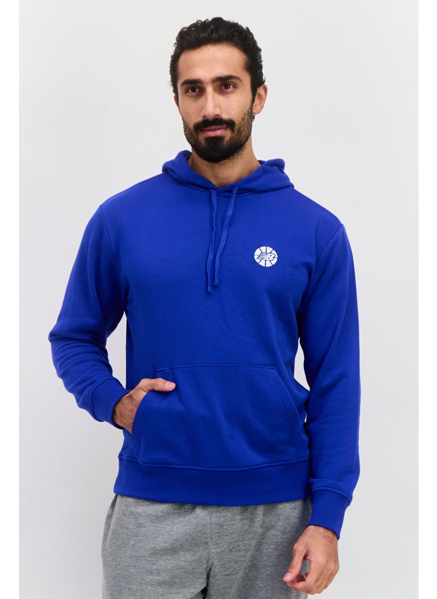Men Relaxed Fit Long Sleeve Outdoor Hooded Sweatshirt, Blue