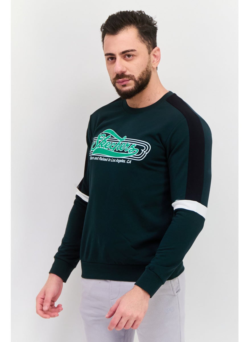 Men Sportswear Fit Long Sleeves Outdoor Sweatshirt, Moss green