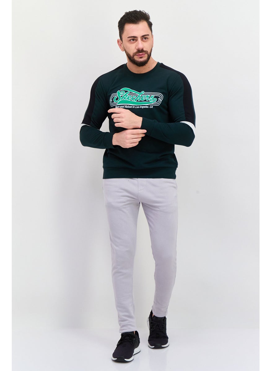 Men Sportswear Fit Long Sleeves Outdoor Sweatshirt, Moss green