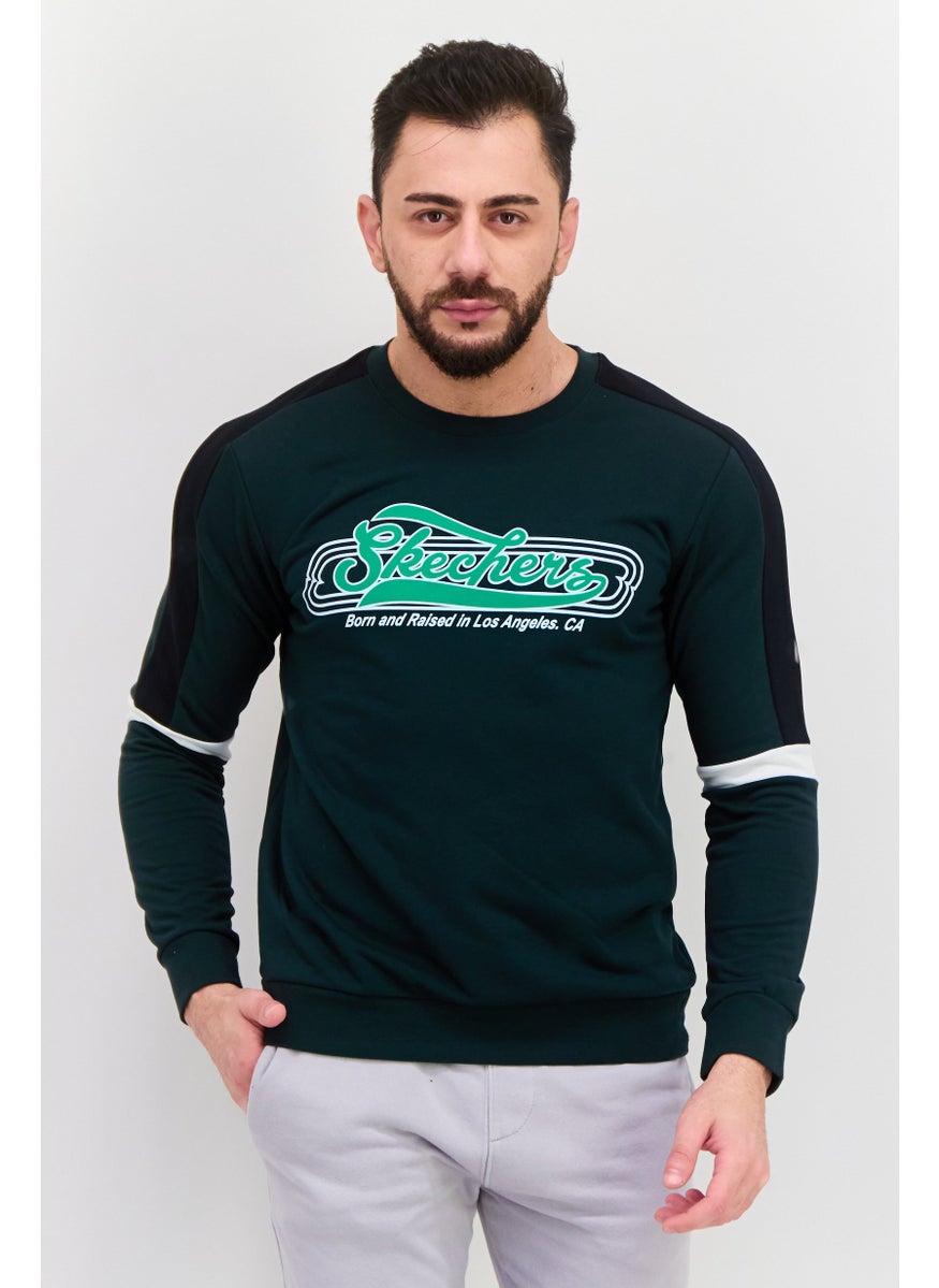 Men Sportswear Fit Long Sleeves Outdoor Sweatshirt, Moss green
