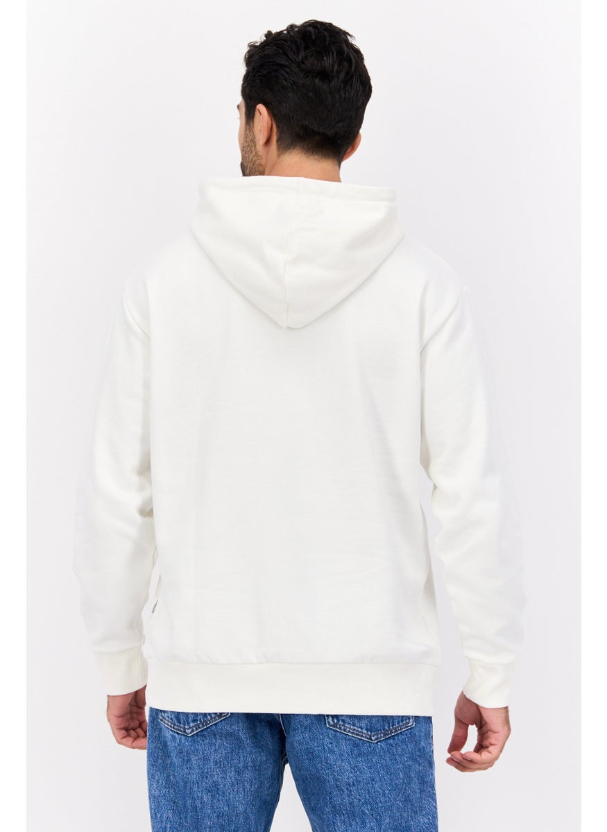 Men Hooded Long Sleeve  Solid Sweatshirt, White