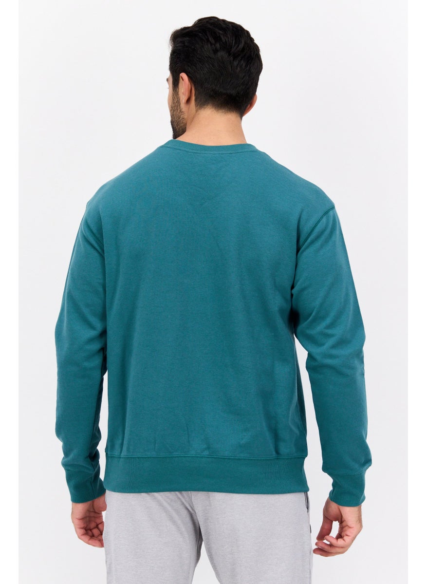 Men Relaxed Fit Long Sleeve Outdoor Sweatshirt, Green
