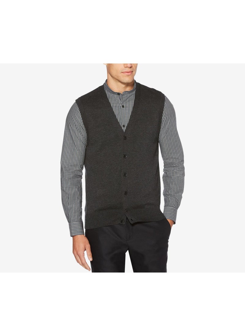 Men Sweater Vest, Charcoal Heather