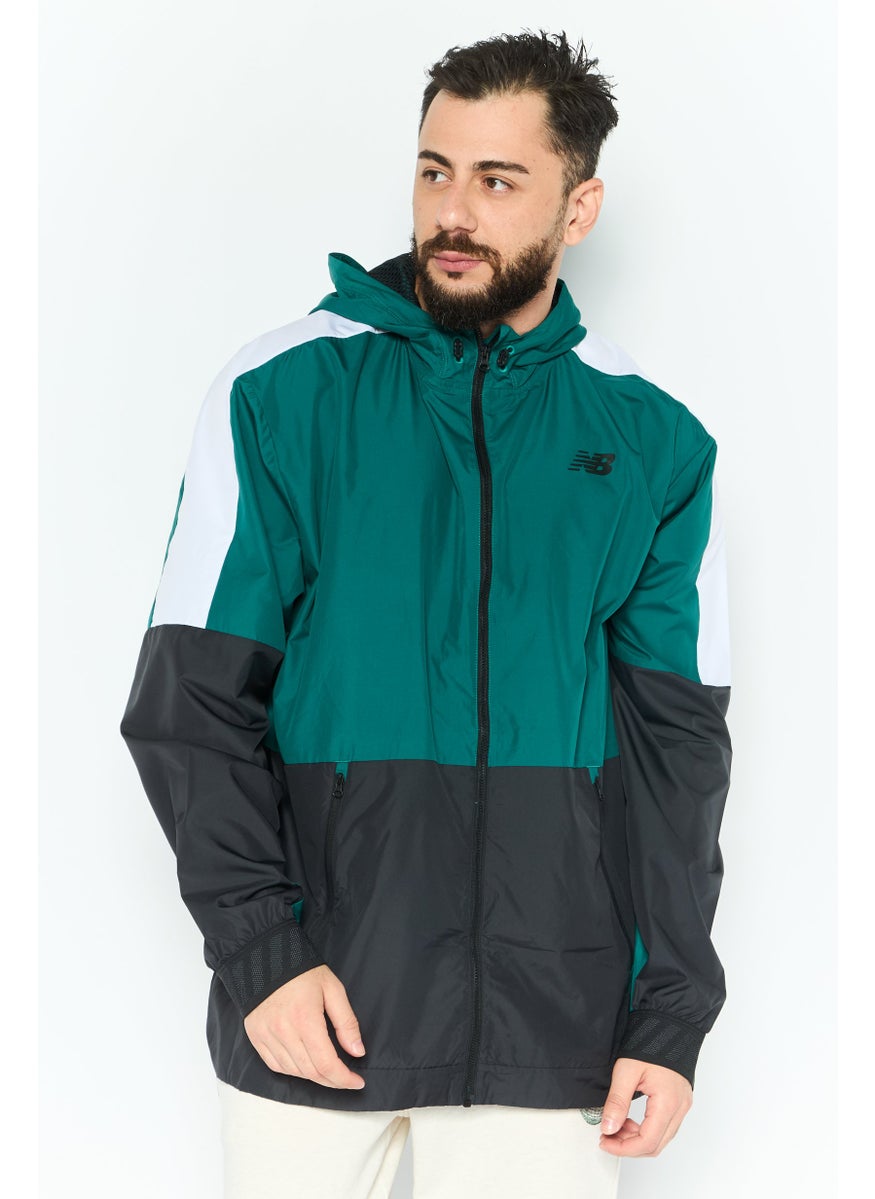 Men Sportswear Fit Long Sleeve Training Hooded Jacket, Green