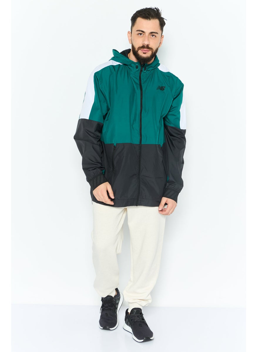 Men Sportswear Fit Long Sleeve Training Hooded Jacket, Green