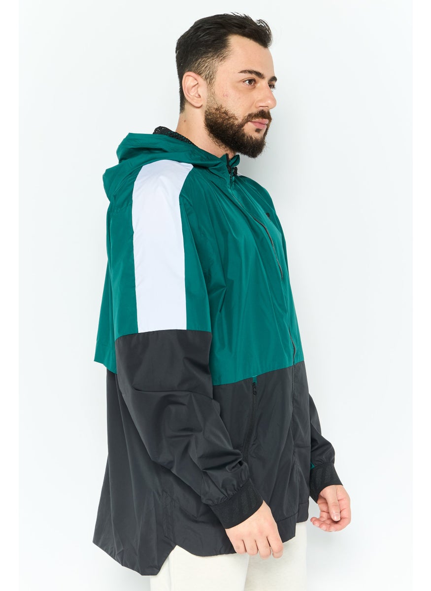Men Sportswear Fit Long Sleeve Training Hooded Jacket, Green