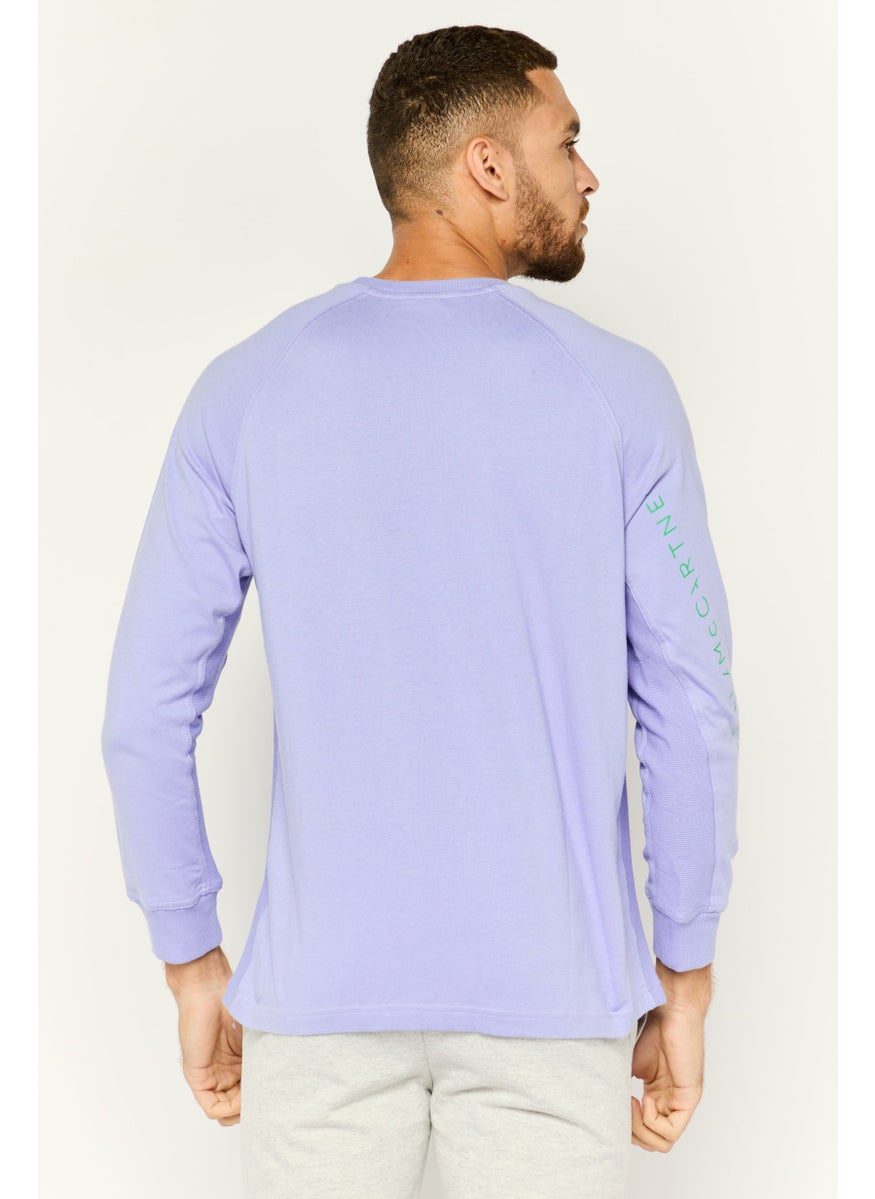 Men Sportswear Fit Long Sleeves Running Sweatshirt, Lavender Combo