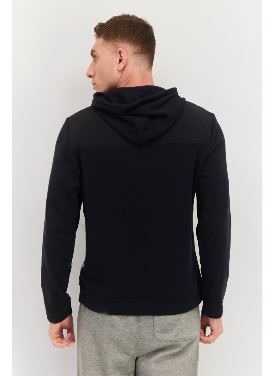Men Sportswear Fit Brand Logo Long Sleeves Outdoor Sweatshirt, Black