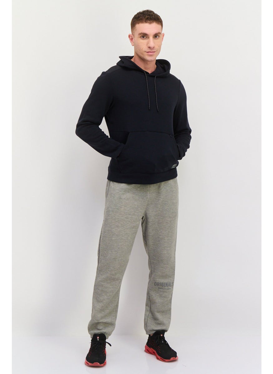 Men Sportswear Fit Brand Logo Long Sleeves Outdoor Sweatshirt, Black
