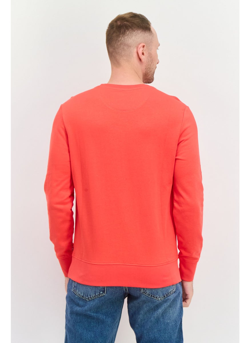Men Crew Neck Long Sleeves Graphic Printed Sweatshirt, Red Combo