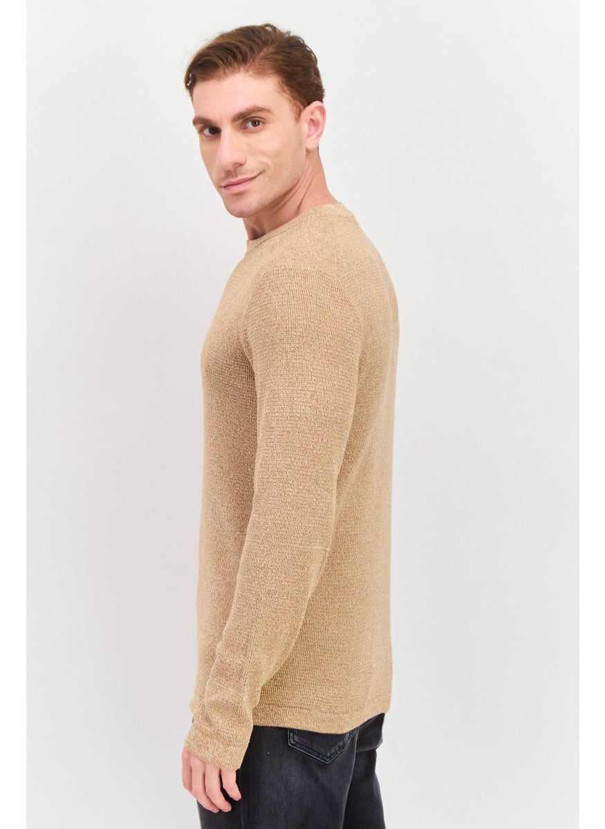 Selected Homme Men Crew Neck Long Sleeve Knitted Sweater, Brown