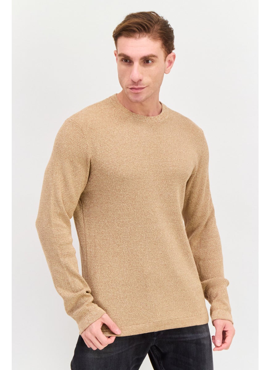 Selected Homme Men Crew Neck Long Sleeve Knitted Sweater, Brown