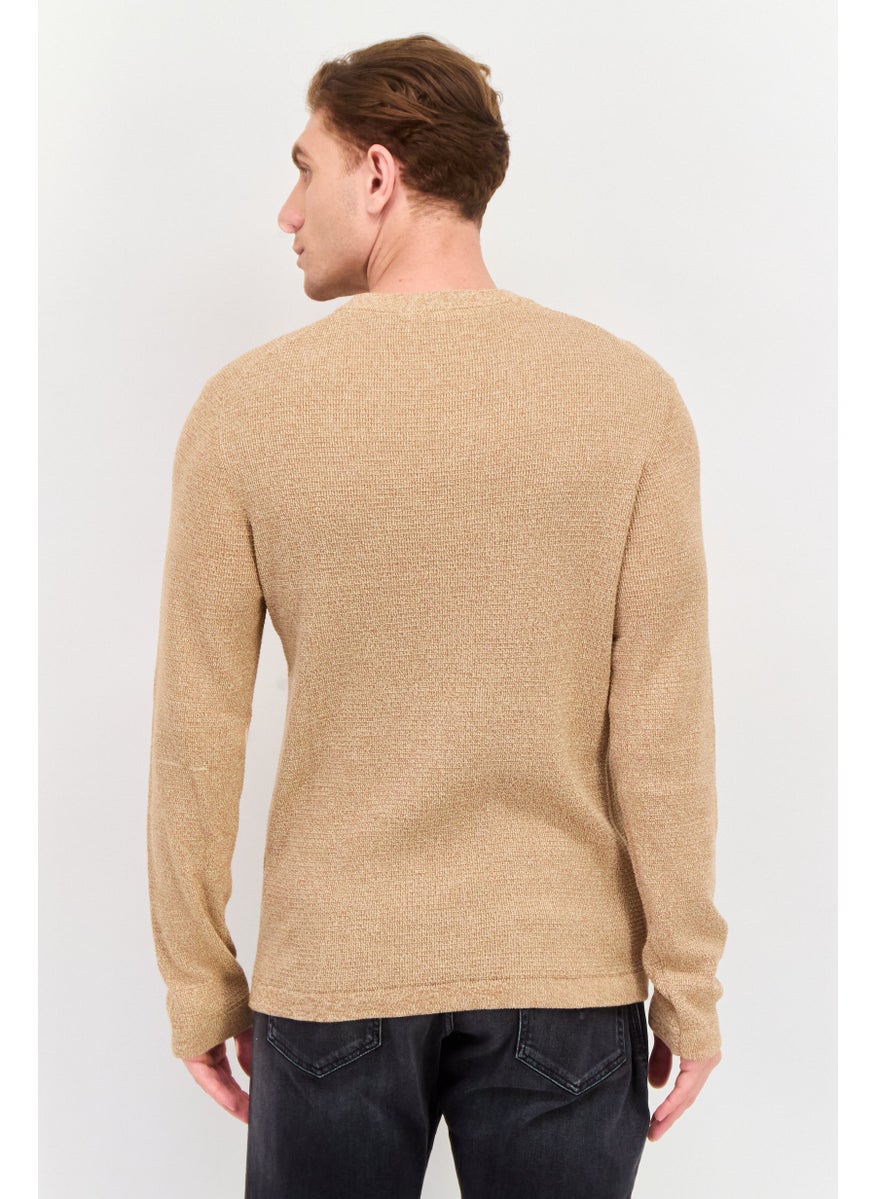 Selected Homme Men Crew Neck Long Sleeve Knitted Sweater, Brown