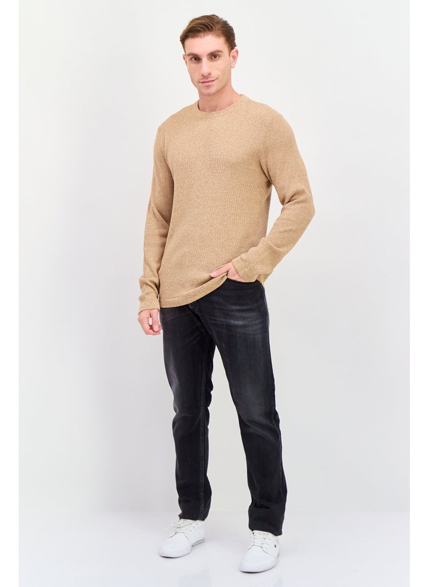 Selected Homme Men Crew Neck Long Sleeve Knitted Sweater, Brown