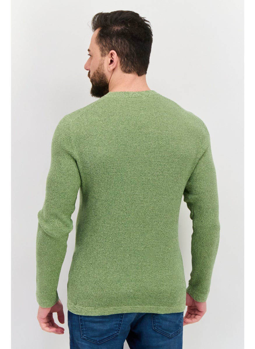 Selected Homme Men Crew Neck Long Sleeve Knitted Sweater, Green