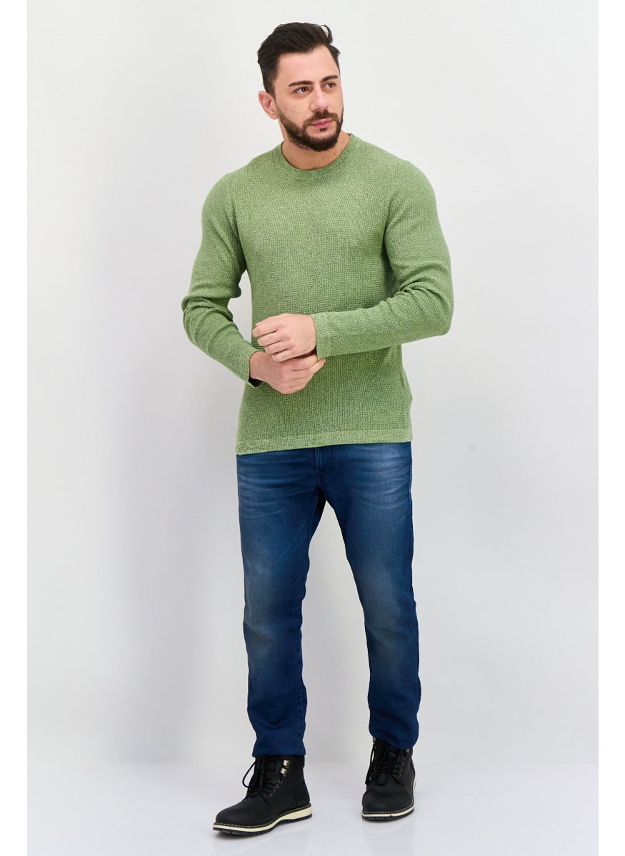 Selected Homme Men Crew Neck Long Sleeve Knitted Sweater, Green