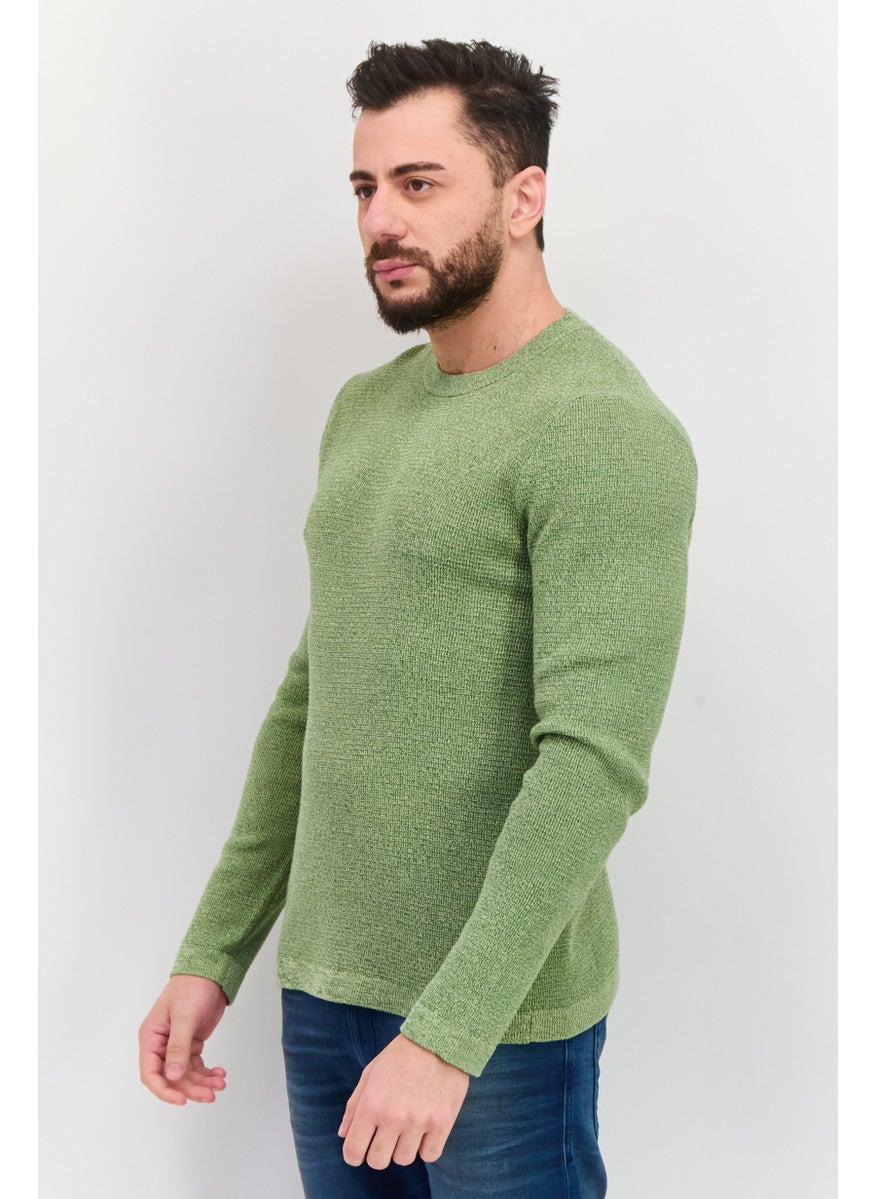 Selected Homme Men Crew Neck Long Sleeve Knitted Sweater, Green