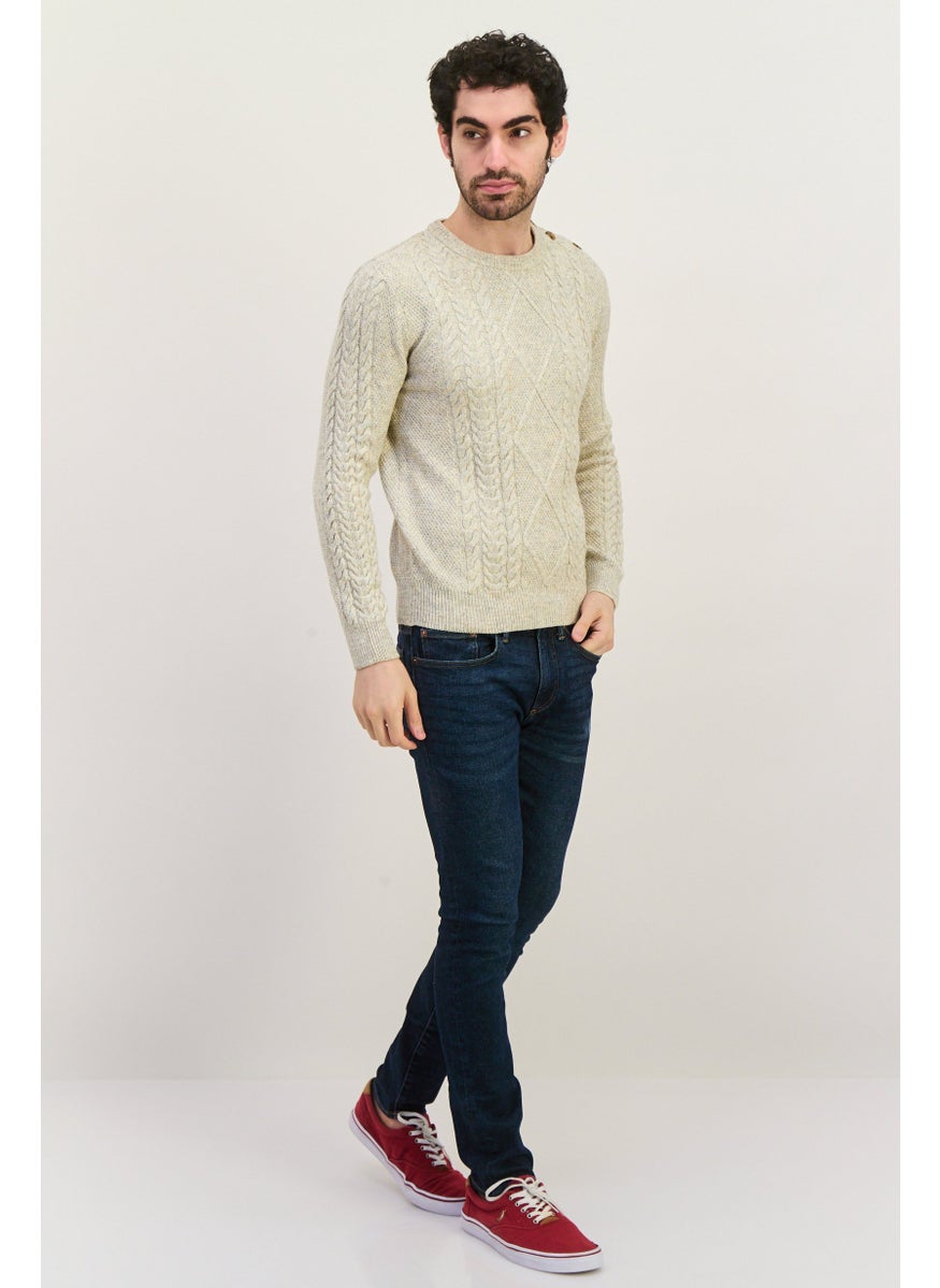 Men Knitted Long Sleeve Sweater, Grey