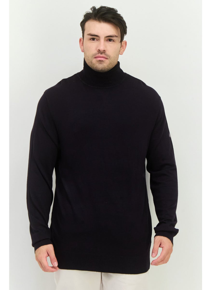 Men Turtle Neck Long Sleeves Knitted Sweater, Navy