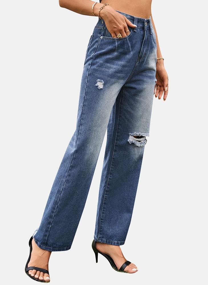 Blue Slim Fit Mid Rise Plain Jeans