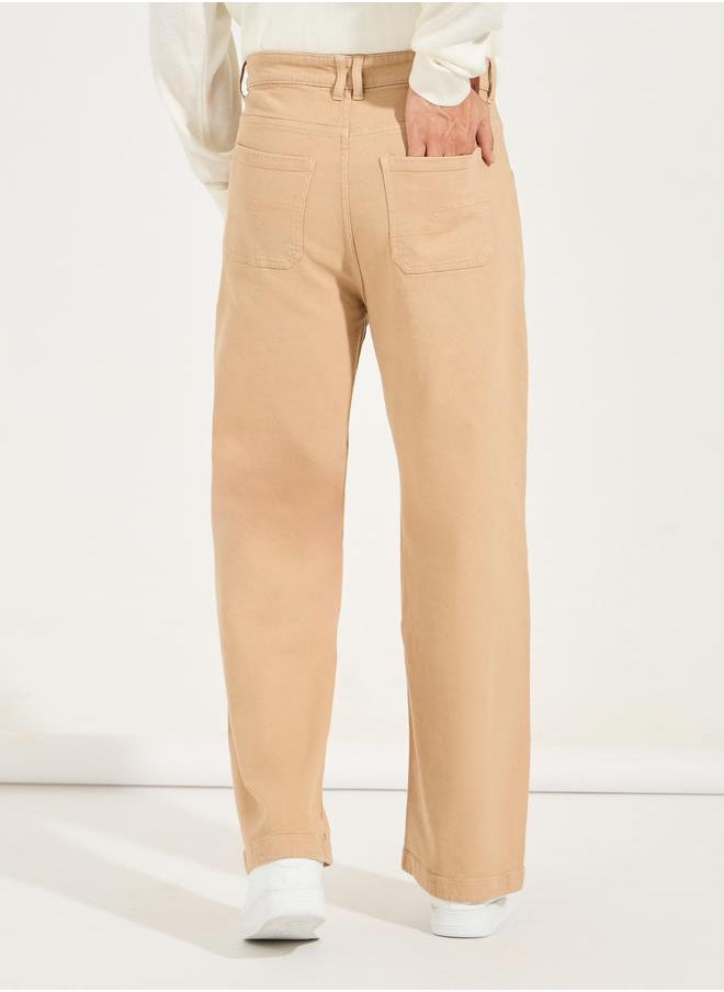 5-Pocket Wide Leg Overdyed Wash Jeans