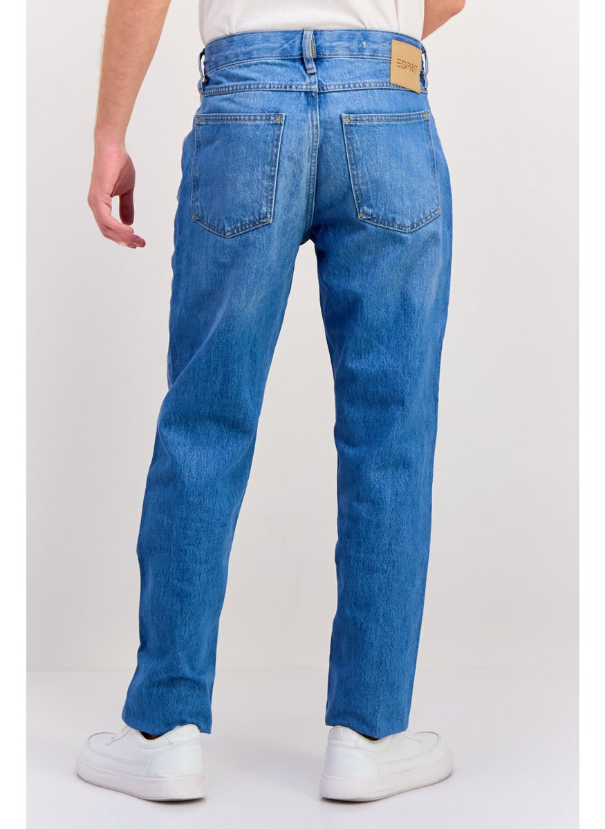 Men Straight Fit Washed Stretchable Jeans, Blue