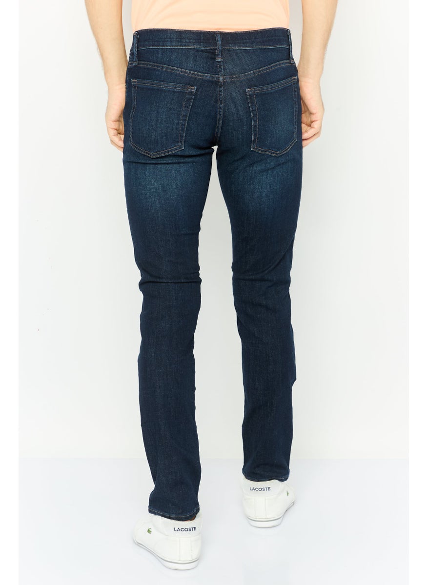 Men Slim Fit Solid Denim Jeans Navy