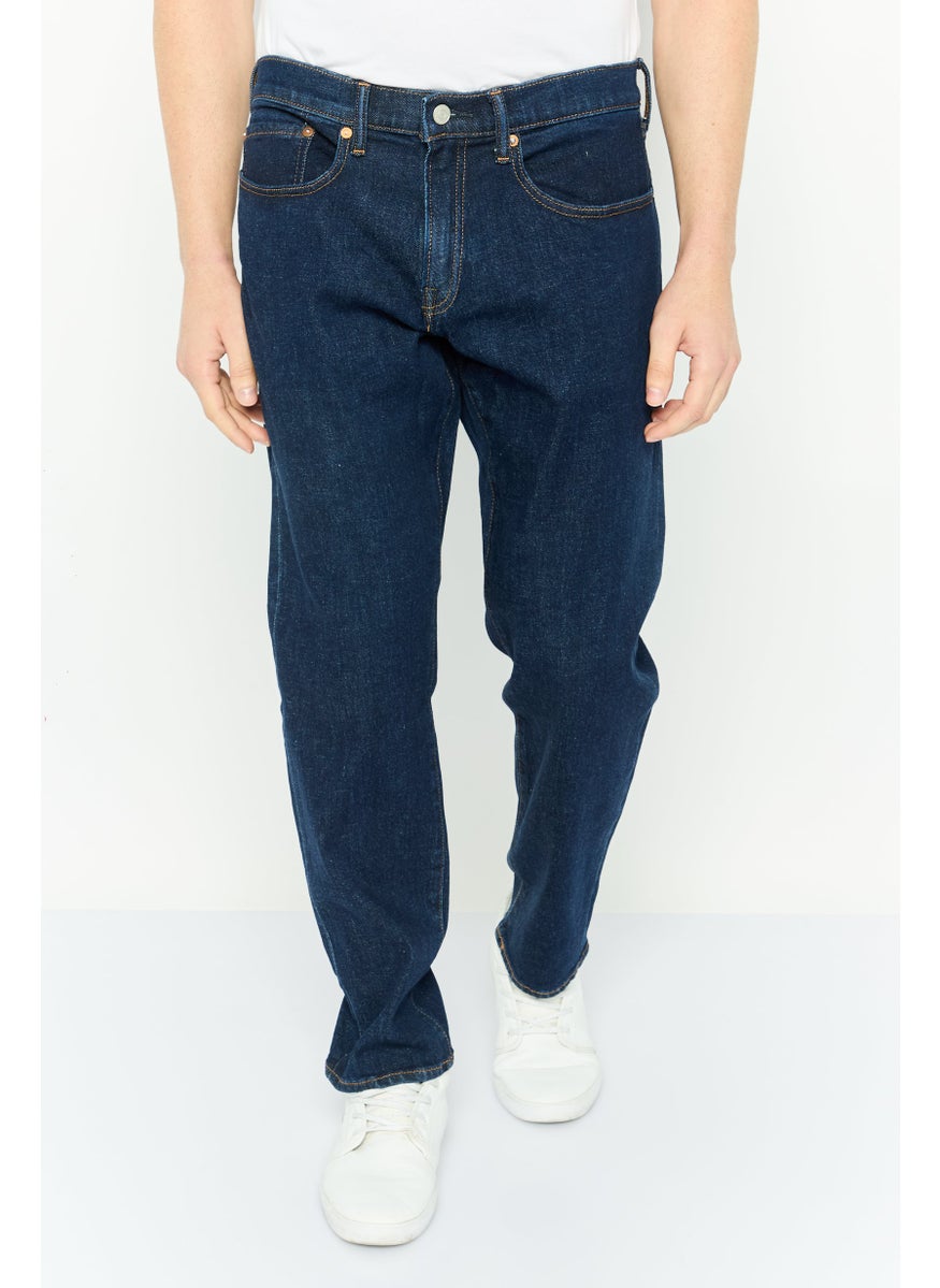 Men Slim Fit Plain Stretchable Jeans, Navy