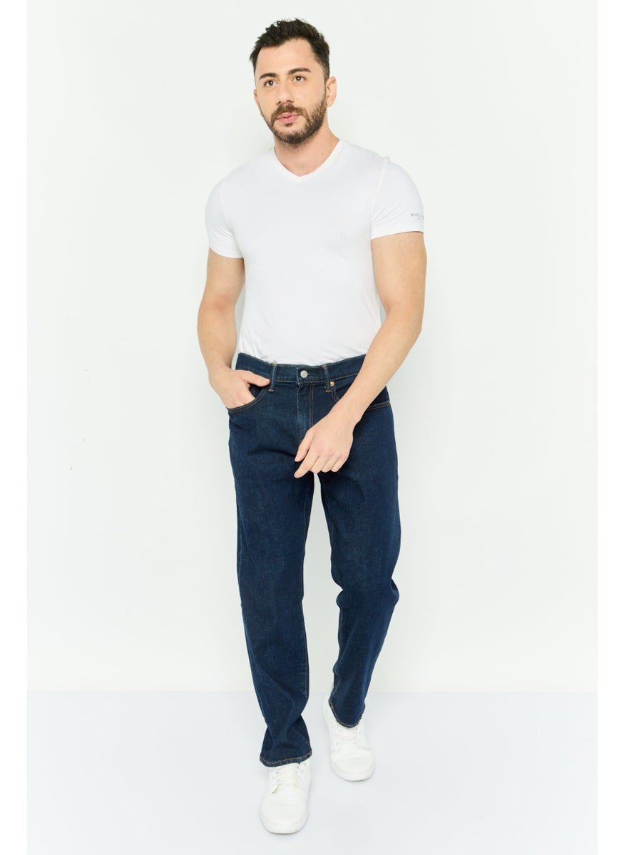 Men Slim Fit Plain Stretchable Jeans, Navy