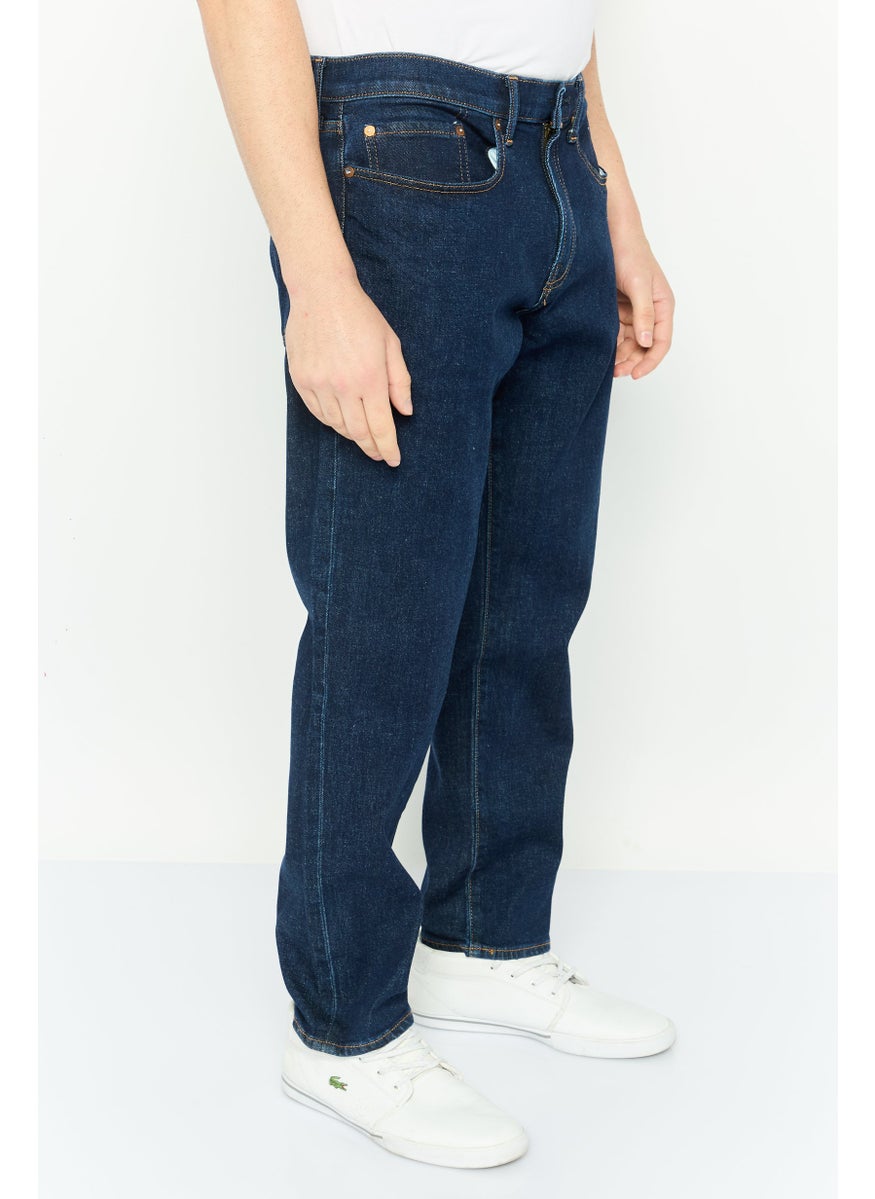 Men Slim Fit Plain Stretchable Jeans, Navy