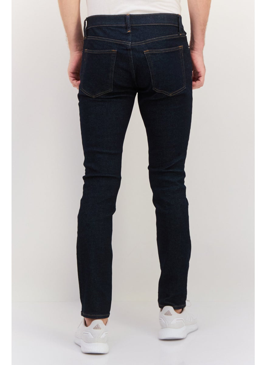 Men Skinny Fit Solid Denim Jeans Navy