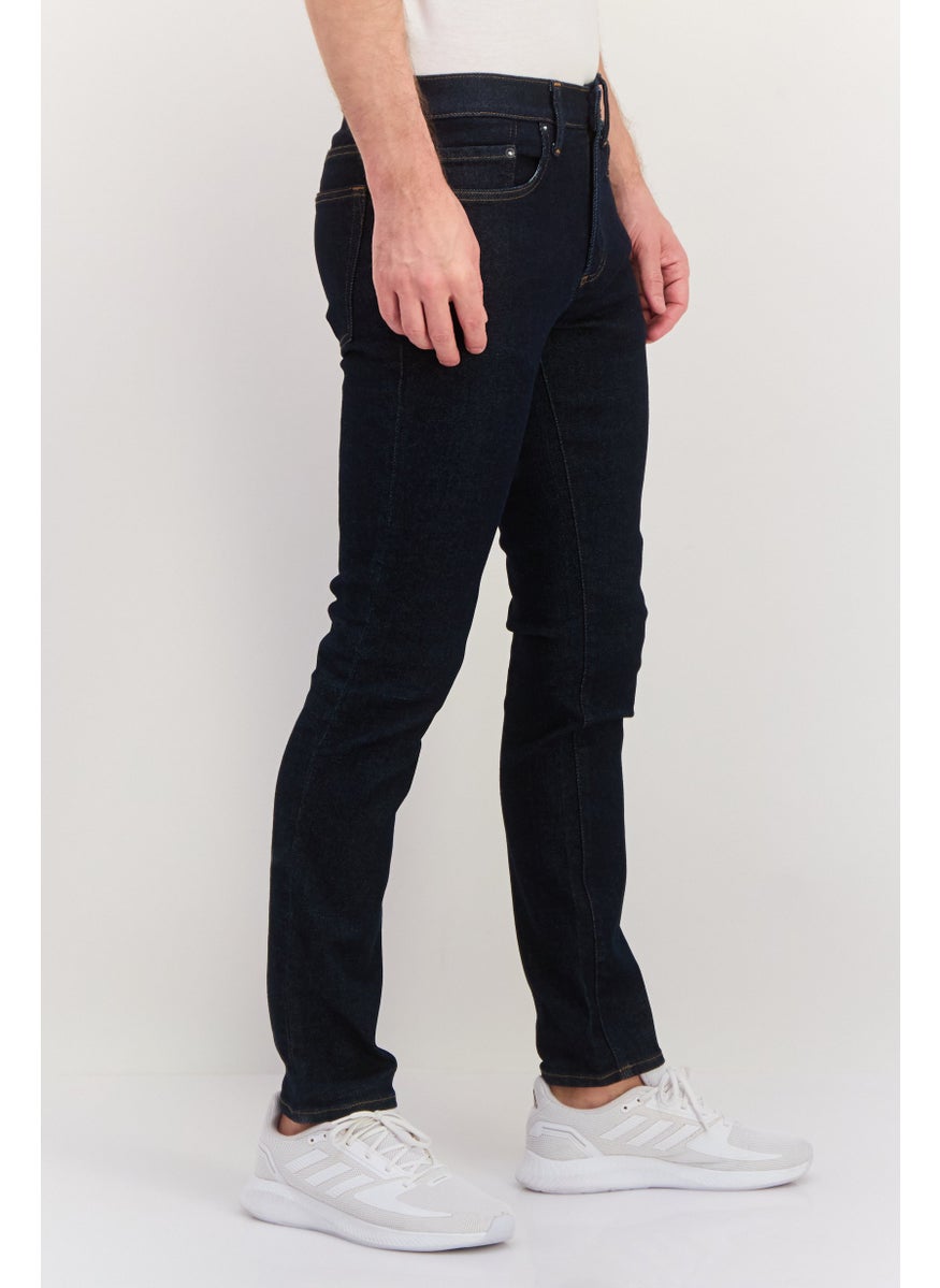Men Skinny Fit Solid Denim Jeans Navy