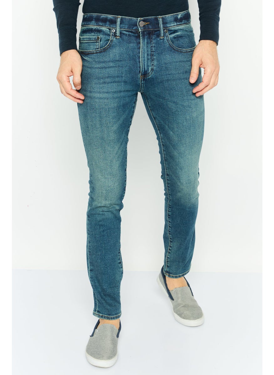 Men Skinny Fit Wash Stretchable Denim, Blue