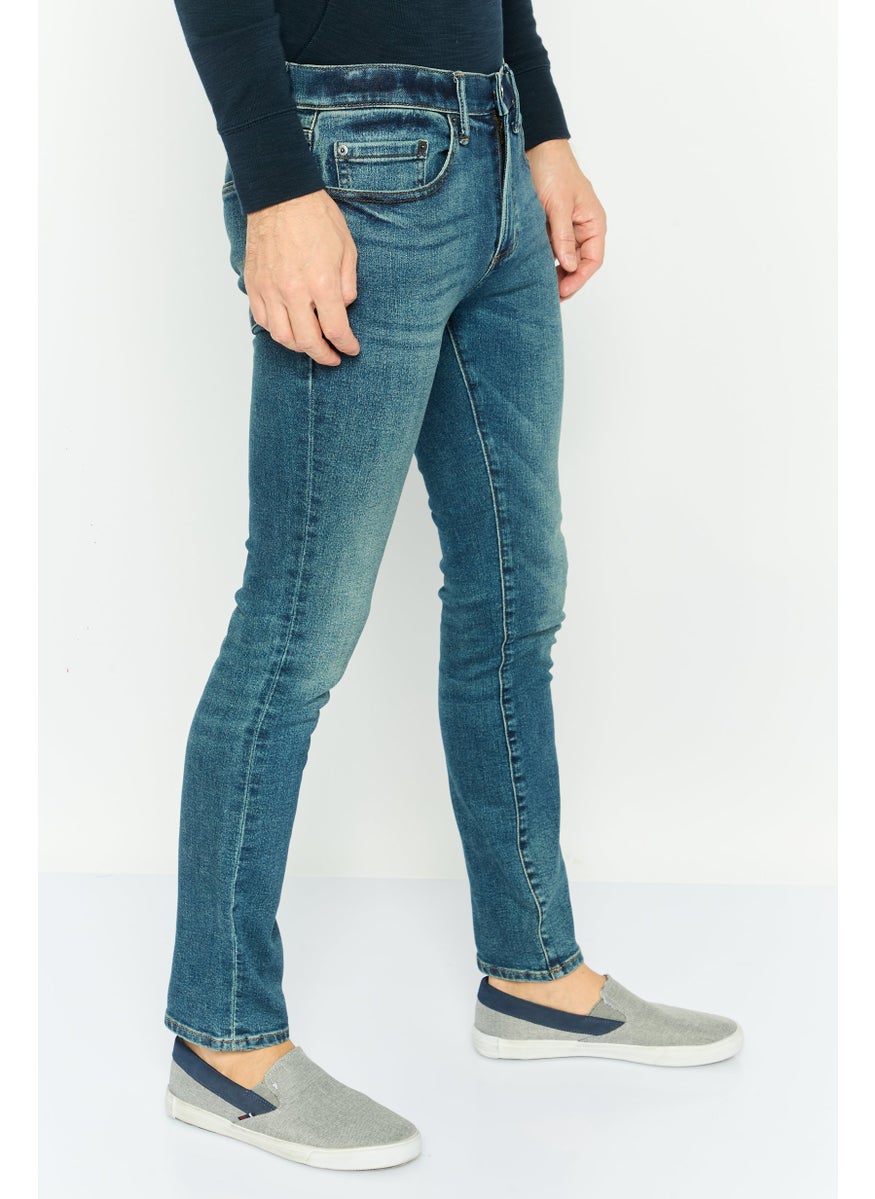 Men Skinny Fit Wash Stretchable Denim, Blue