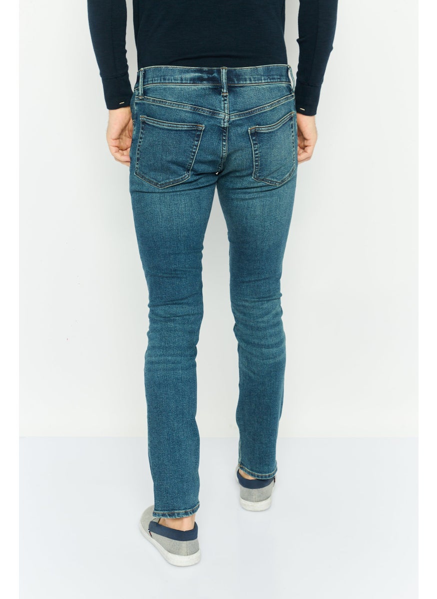 Men Skinny Fit Wash Stretchable Denim, Blue