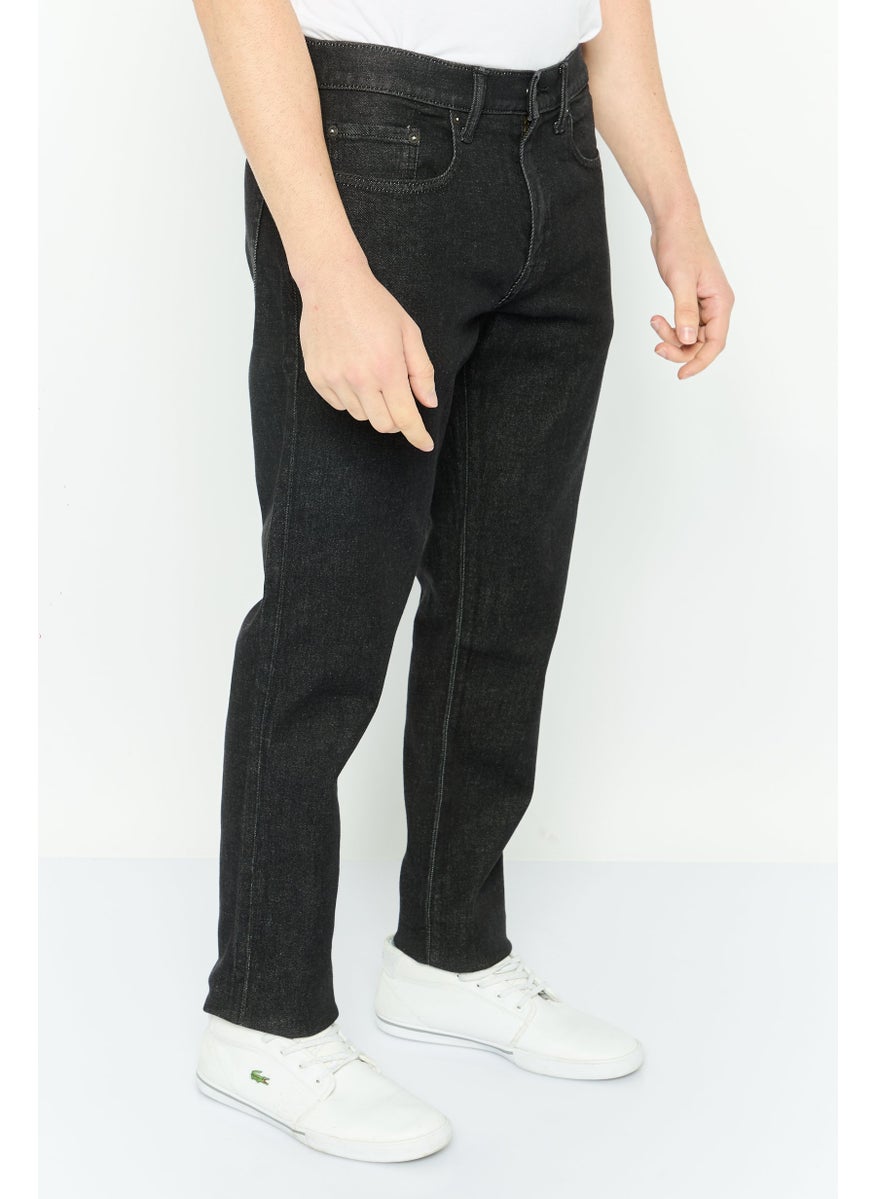 Men Slim Fit Plain Stretchable Jeans, Black